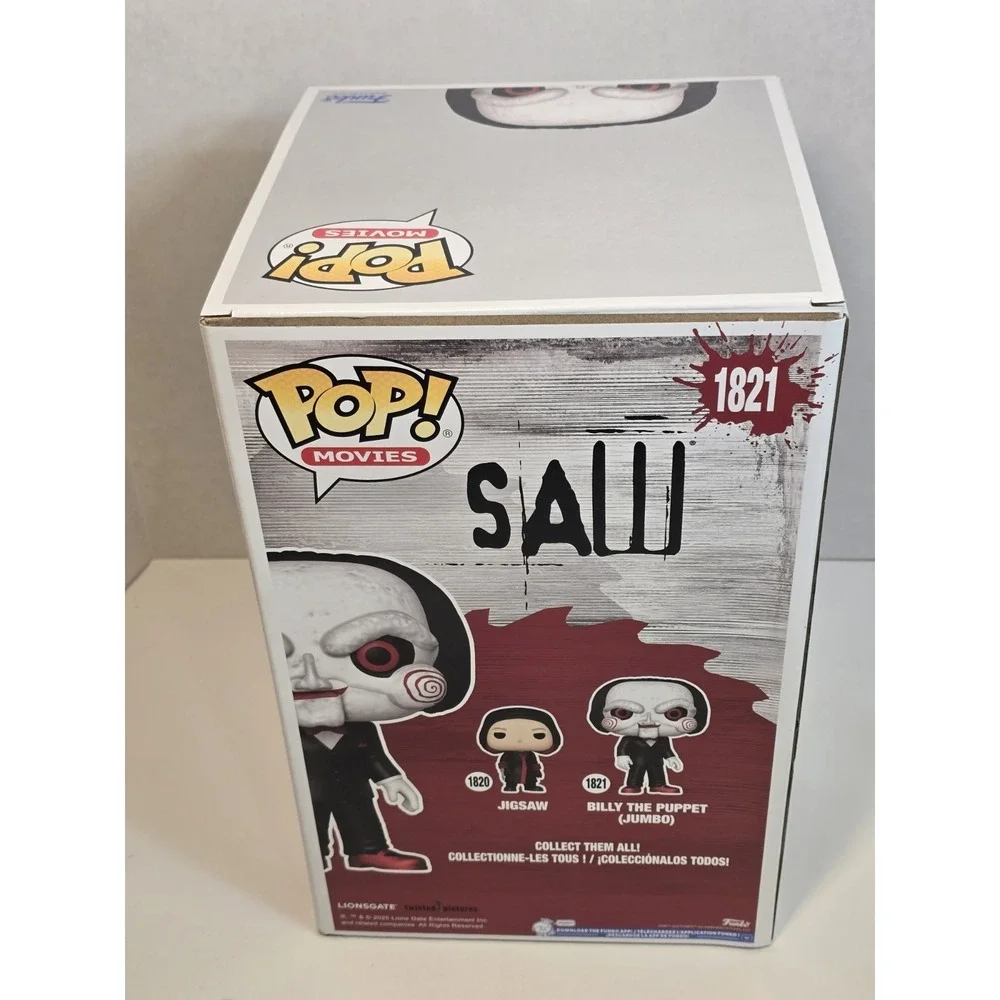 Funko Pop Jumbo 10 in: Billy the Puppet #1821‎ MOVIES Saw Vinyl LIGHT BOX DMG